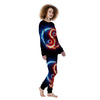 Fire Yin Yang Blue And Red Print Women's Pajamas-grizzshop