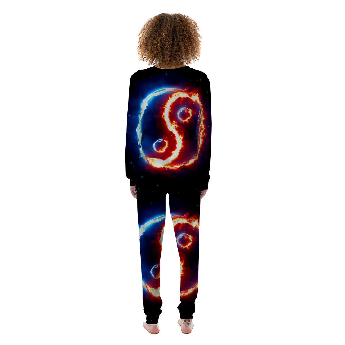 Fire Yin Yang Blue And Red Print Women's Pajamas-grizzshop