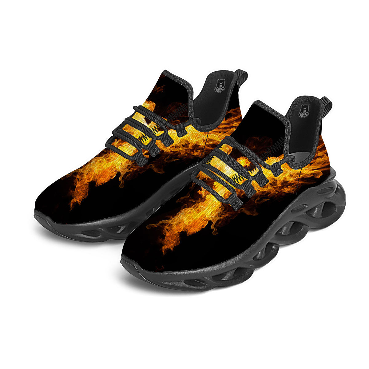 Firebird Phoenix Print Black Running Shoes-grizzshop