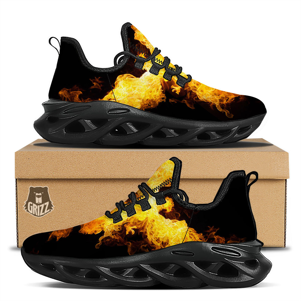 Firebird Phoenix Print Black Running Shoes-grizzshop
