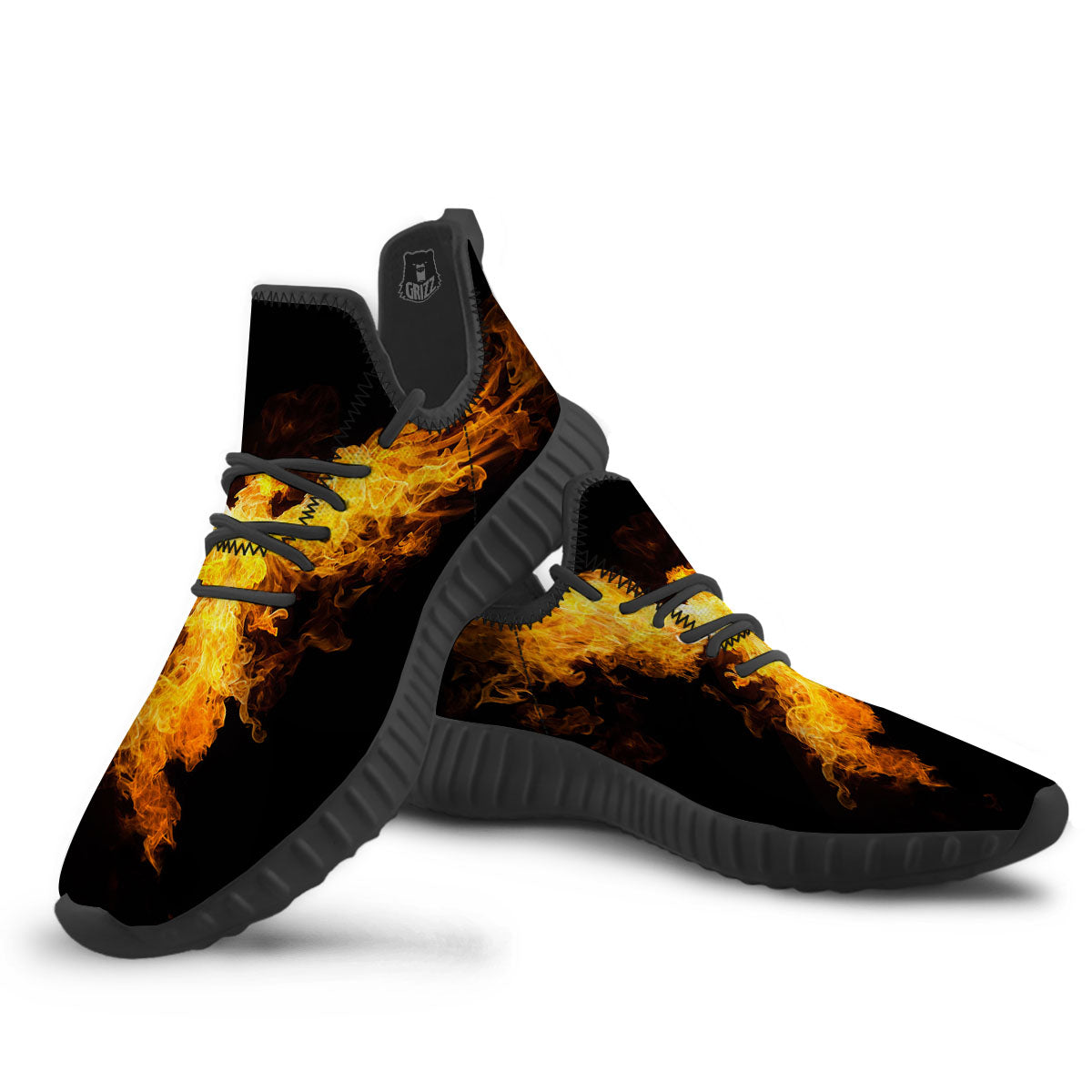 Firebird Phoenix Print Black Walking Shoes-grizzshop