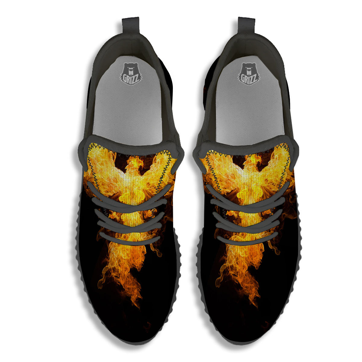 Firebird Phoenix Print Black Walking Shoes-grizzshop