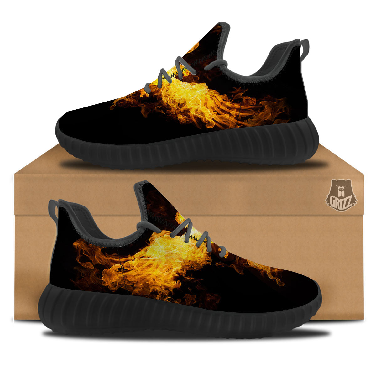 Firebird Phoenix Print Black Walking Shoes-grizzshop