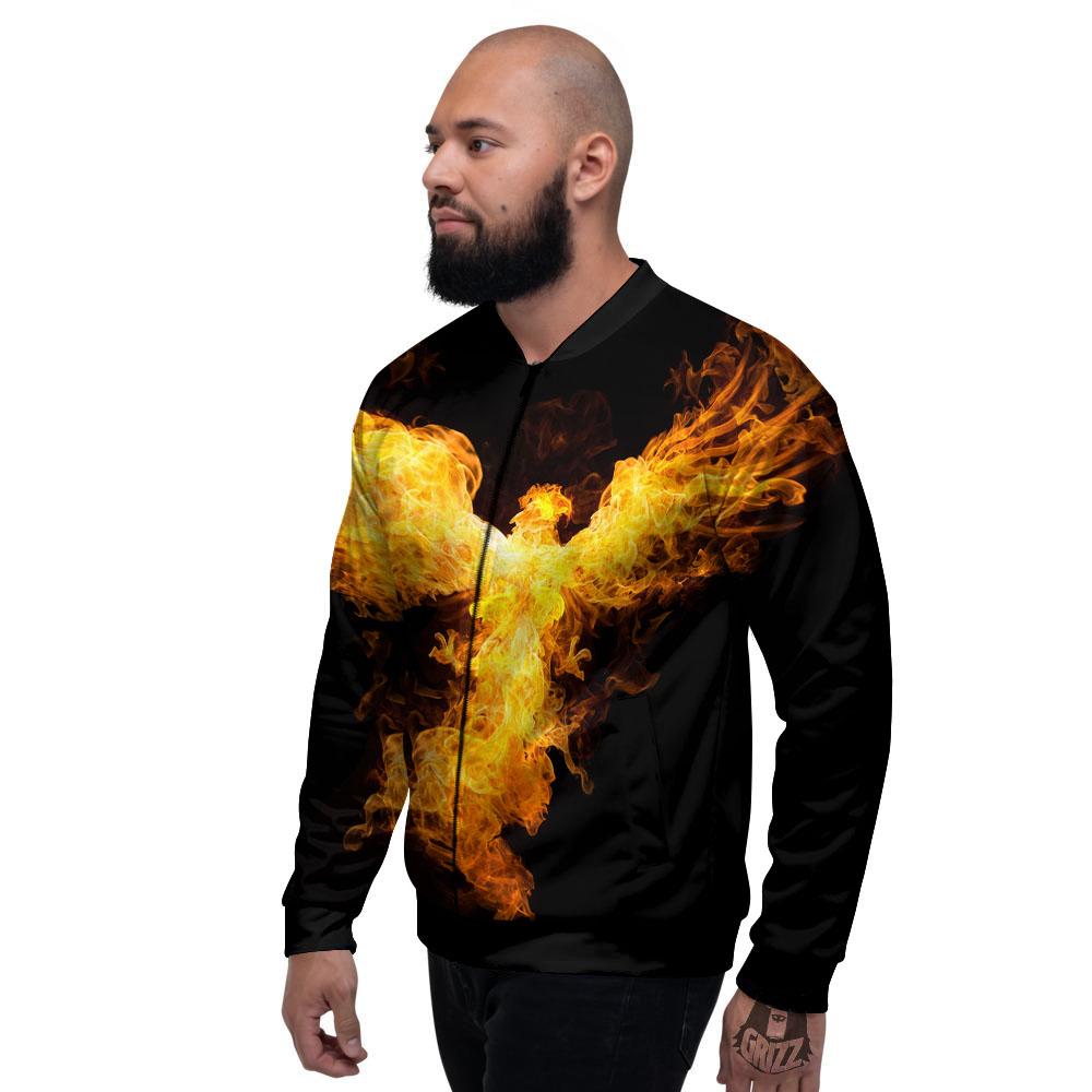 Firebird Phoenix Print Men's Bomber Jacket-grizzshop