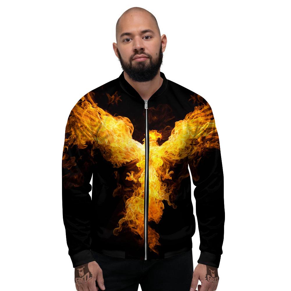 Firebird Phoenix Print Men's Bomber Jacket-grizzshop
