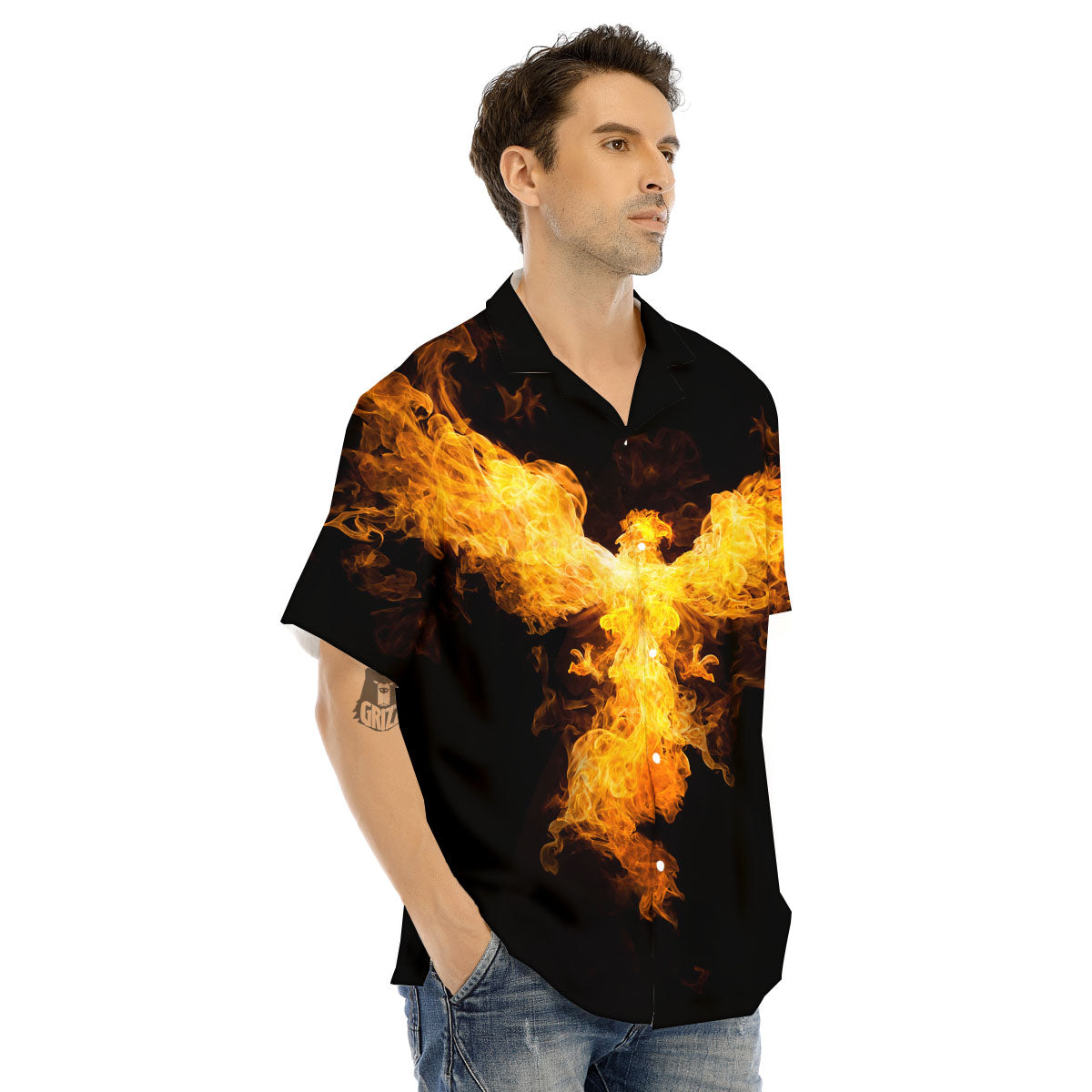 Firebird Phoenix Print Men's Hawaiian Shirt-grizzshop