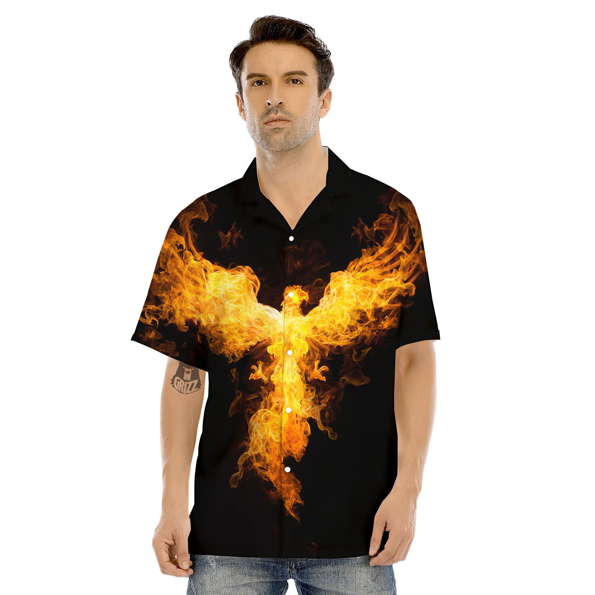 Firebird Phoenix Print Men's Hawaiian Shirt-grizzshop