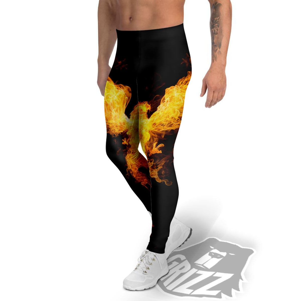 Firebird Phoenix Print Men's Leggings-grizzshop