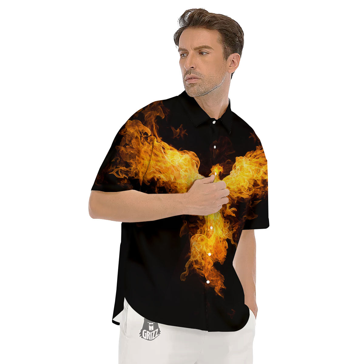Firebird Phoenix Print Men's Short Sleeve Shirts-grizzshop