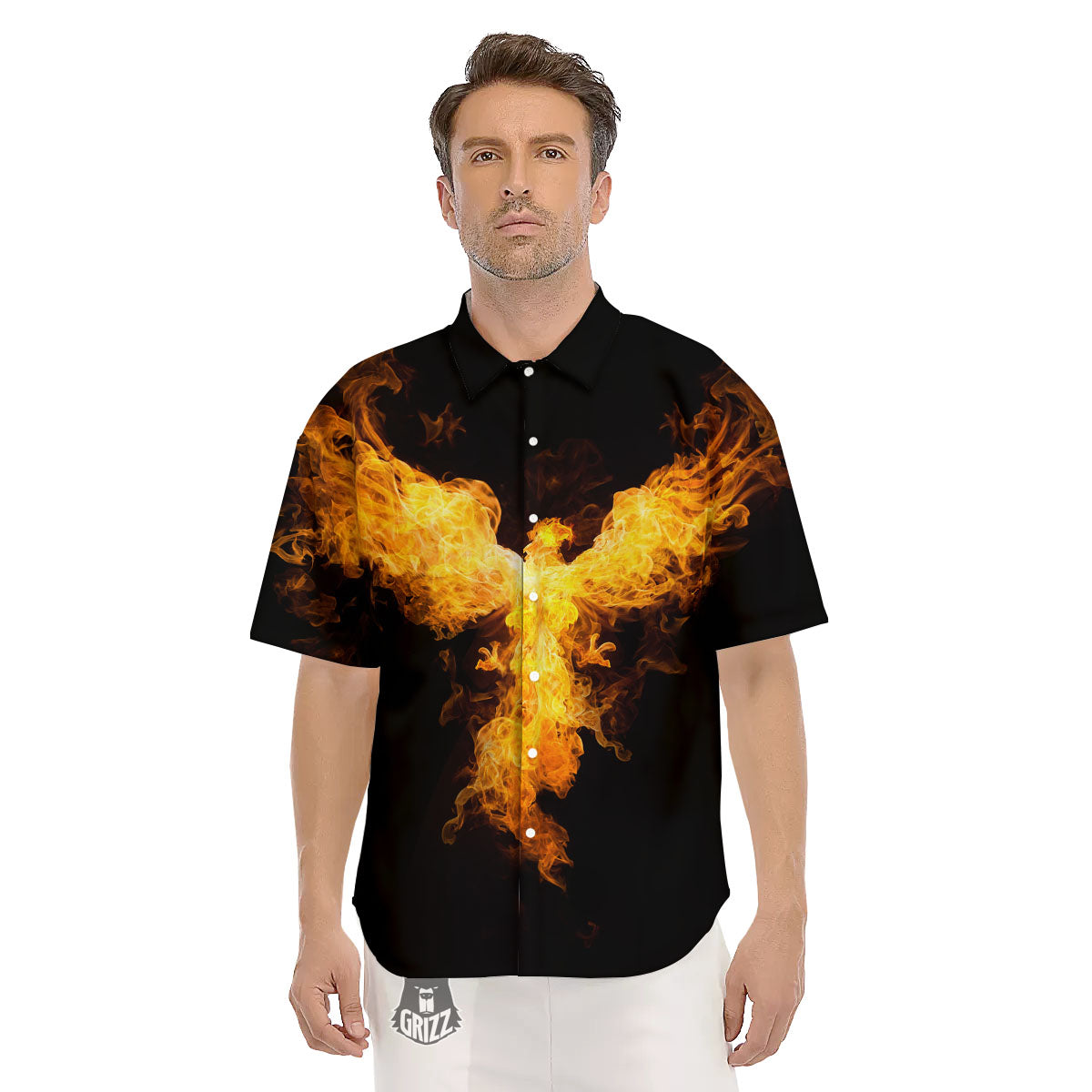 Firebird Phoenix Print Men's Short Sleeve Shirts-grizzshop