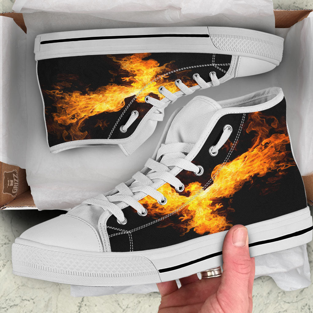 Firebird Phoenix Print White High Top Shoes-grizzshop