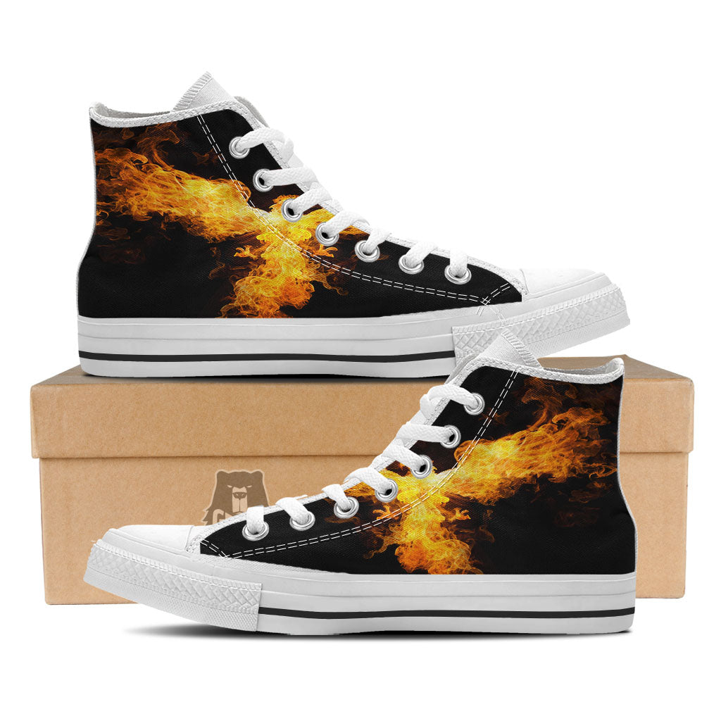 Firebird Phoenix Print White High Top Shoes-grizzshop