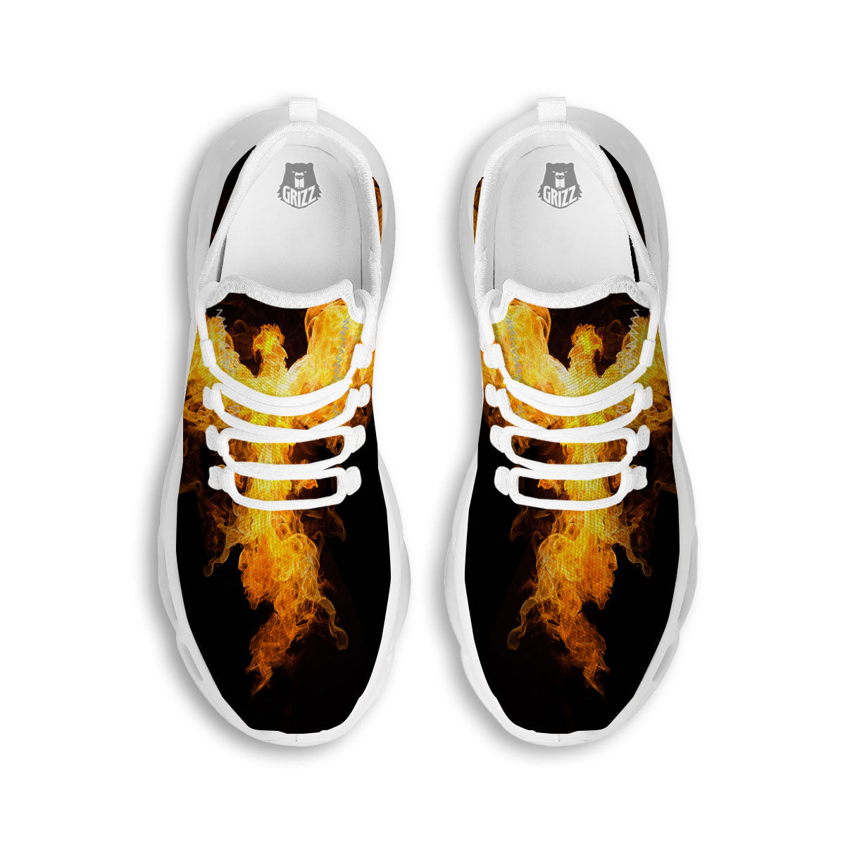 Firebird Phoenix Print White Running Shoes-grizzshop