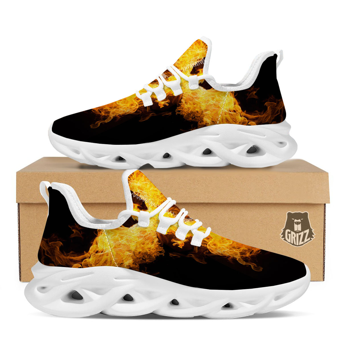 Firebird Phoenix Print White Running Shoes-grizzshop