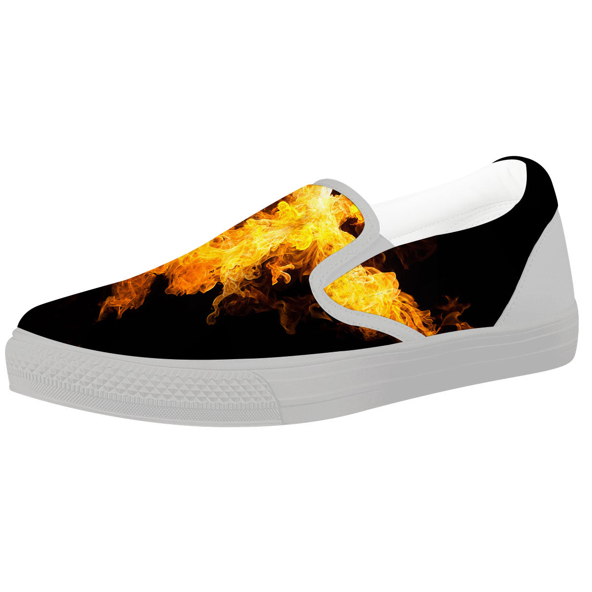 Firebird Phoenix Print White Slip On Shoes-grizzshop