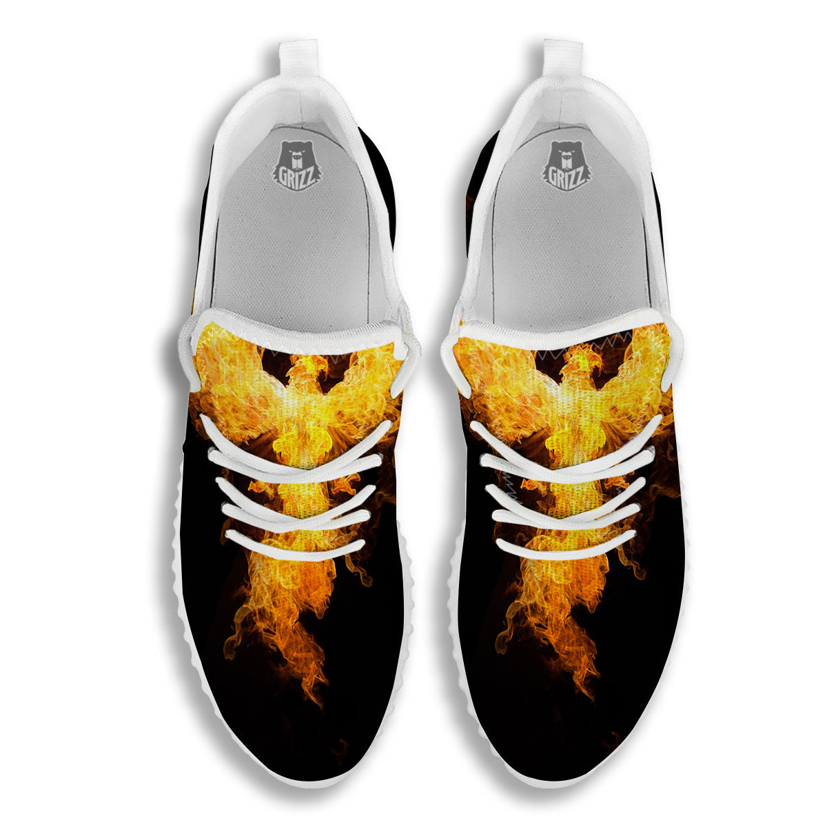 Firebird Phoenix Print White Walking Shoes-grizzshop
