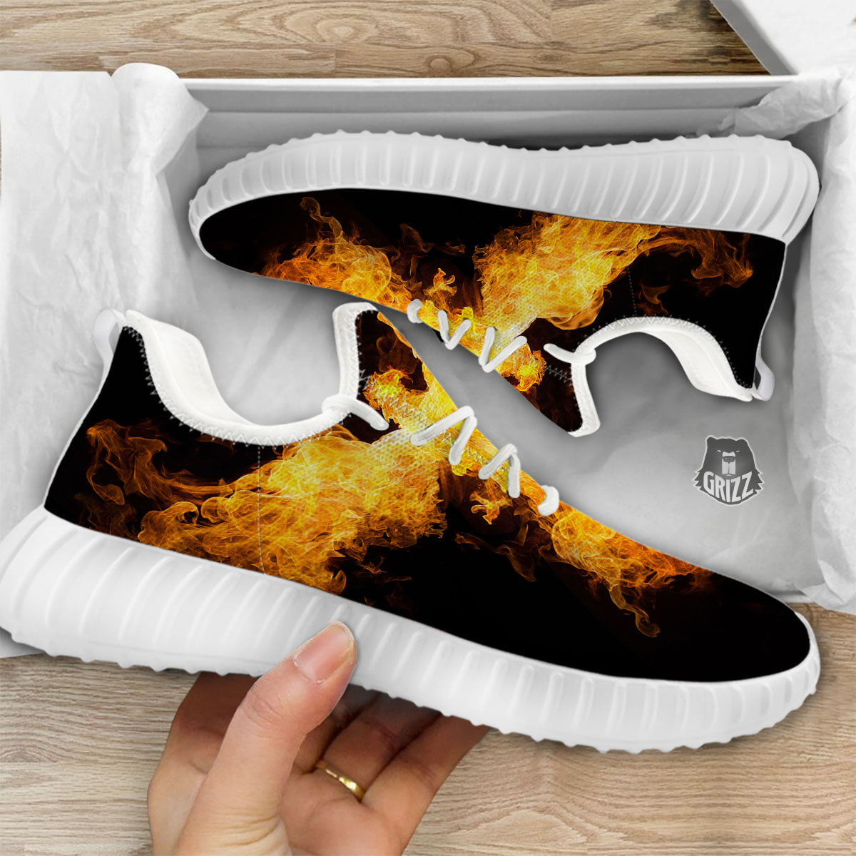 Firebird Phoenix Print White Walking Shoes-grizzshop