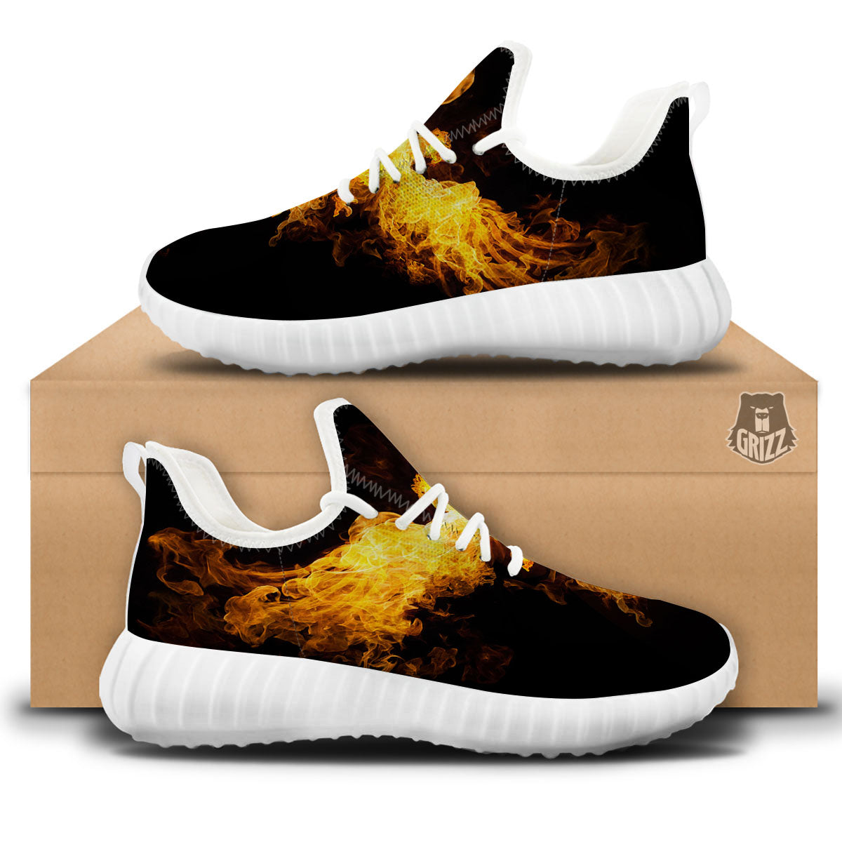 Firebird Phoenix Print White Walking Shoes-grizzshop