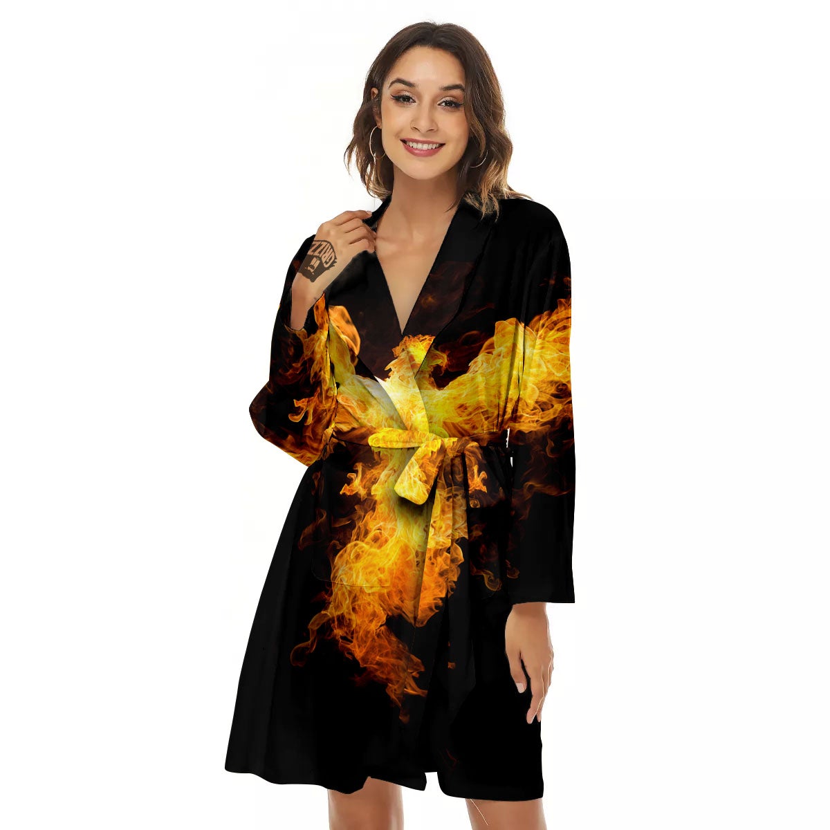 Firebird Phoenix Print Women's Robe-grizzshop