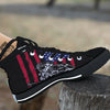 Firefighter Emblem American Print Black High Top Shoes-grizzshop