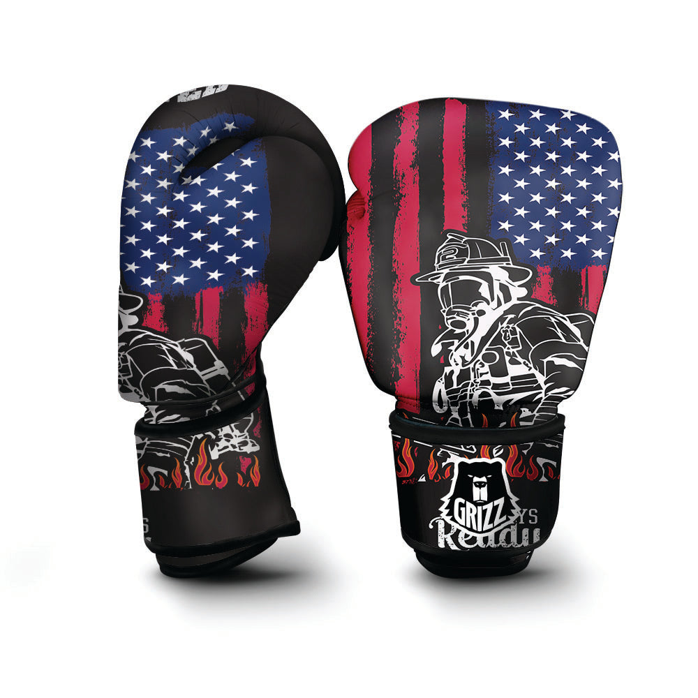 Firefighter Emblem American Print Boxing Gloves-grizzshop