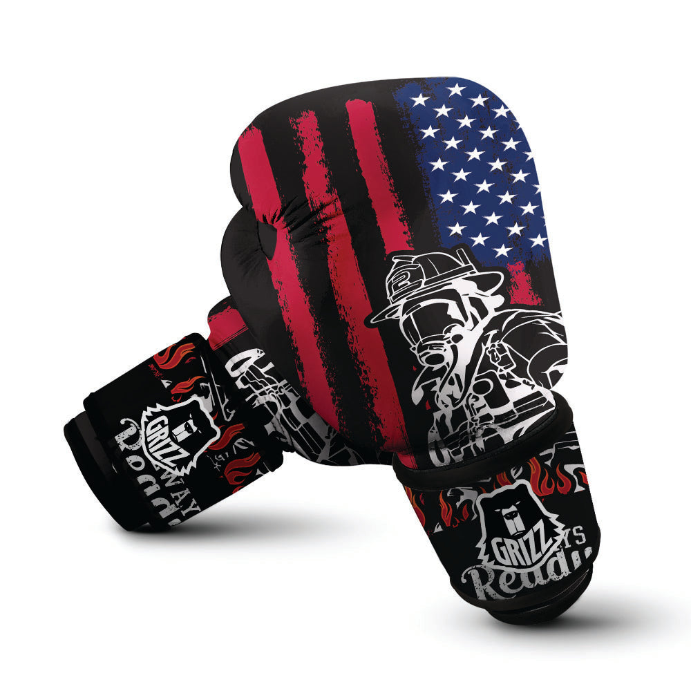 Firefighter Emblem American Print Boxing Gloves-grizzshop