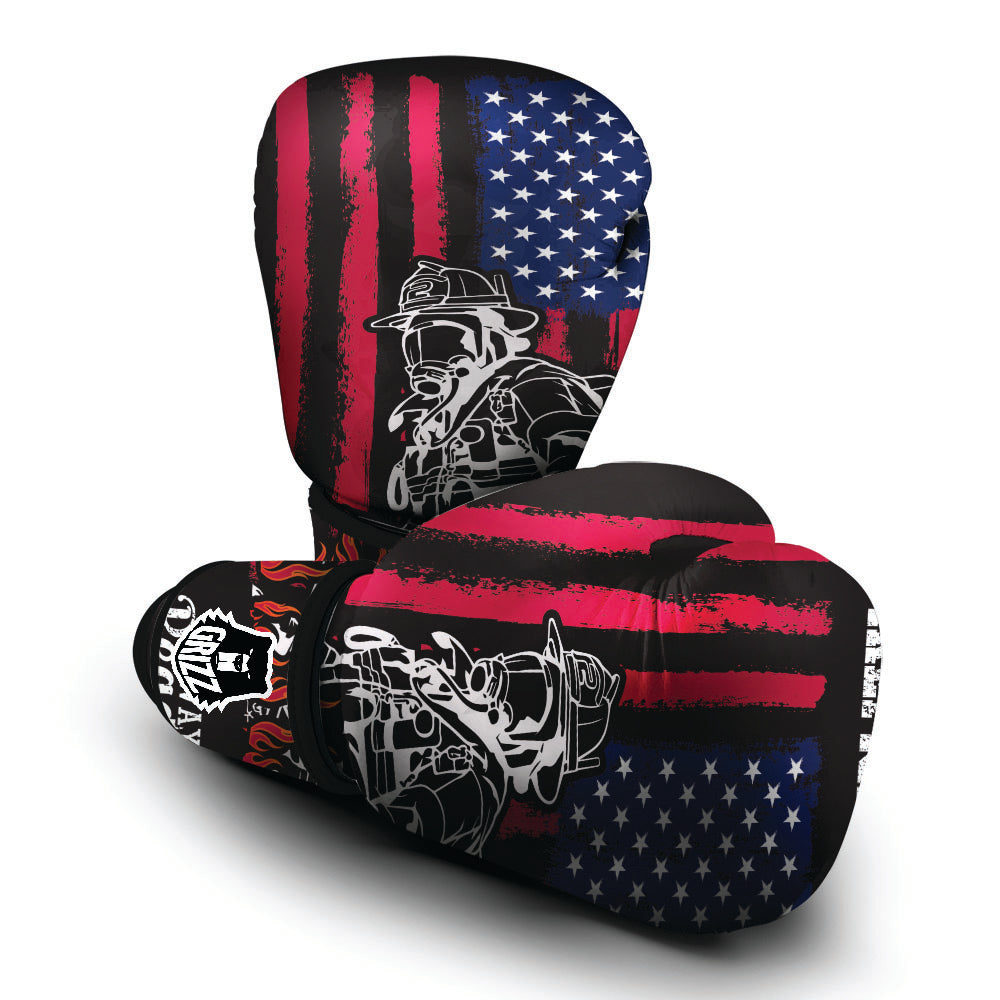Firefighter Emblem American Print Boxing Gloves-grizzshop