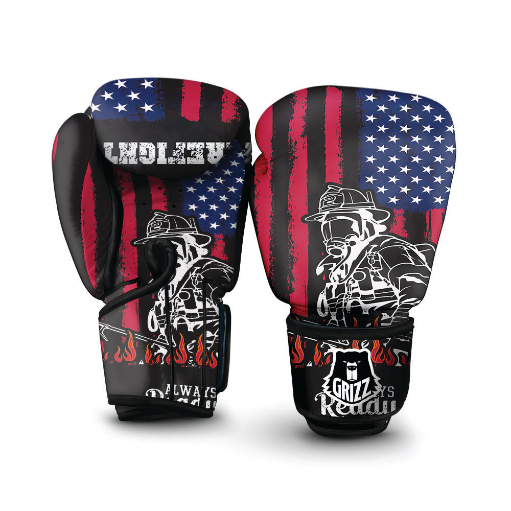 Firefighter Emblem American Print Boxing Gloves-grizzshop