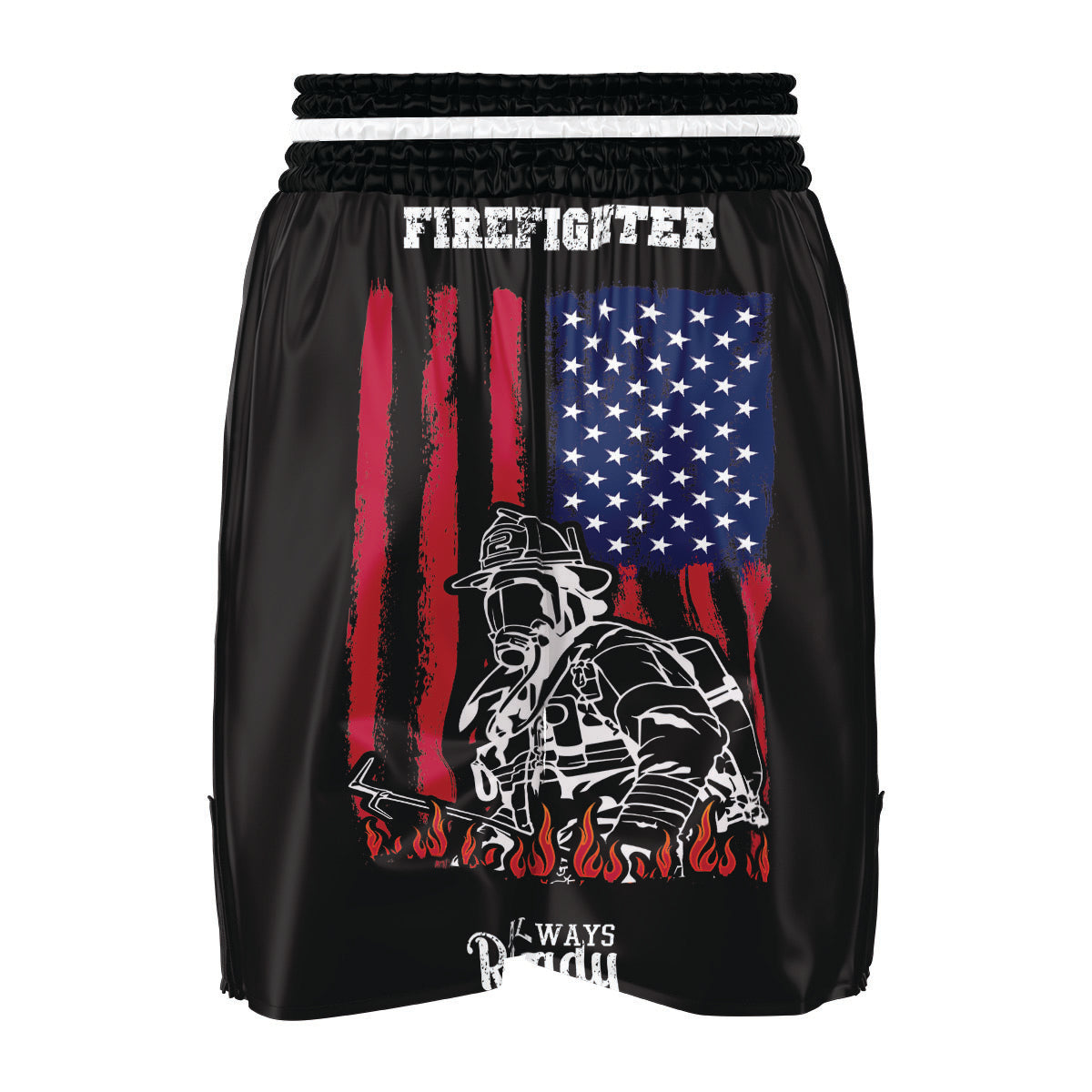 Firefighter Emblem American Print Boxing Shorts-grizzshop