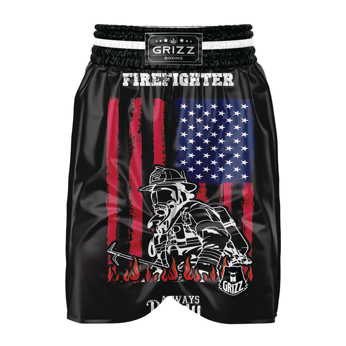 Firefighter Emblem American Print Boxing Shorts-grizzshop