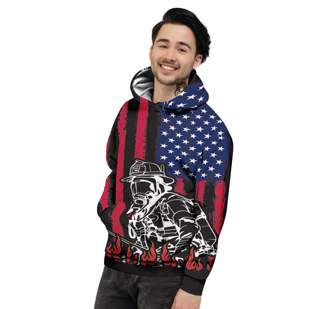 Firefighter Emblem American Print Men's Hoodie-grizzshop