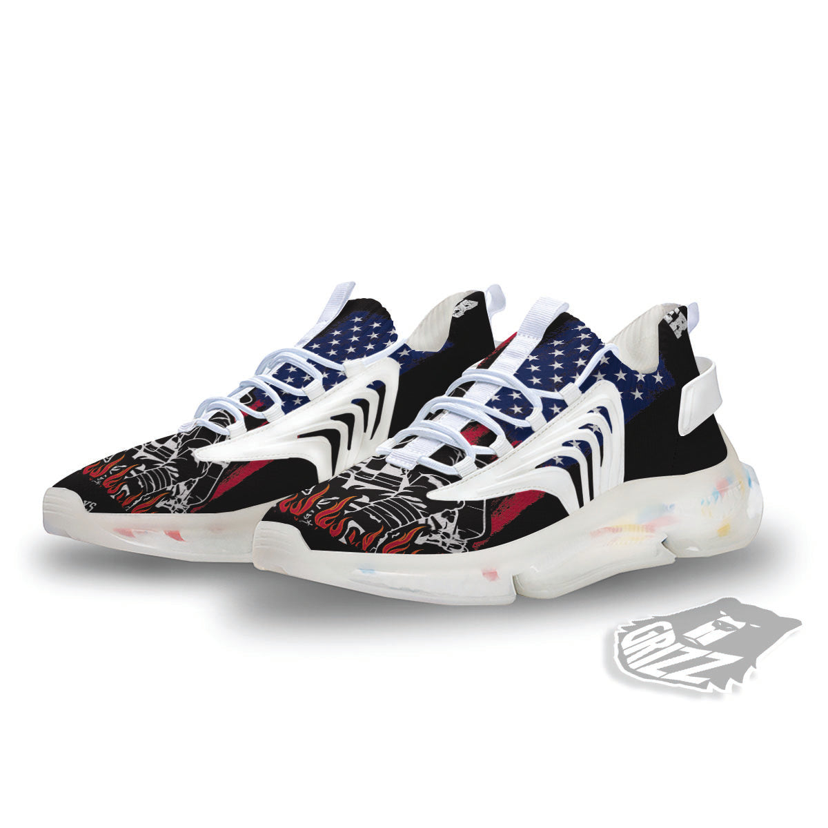 Firefighter Emblem American Print White Gym Shoes-grizzshop