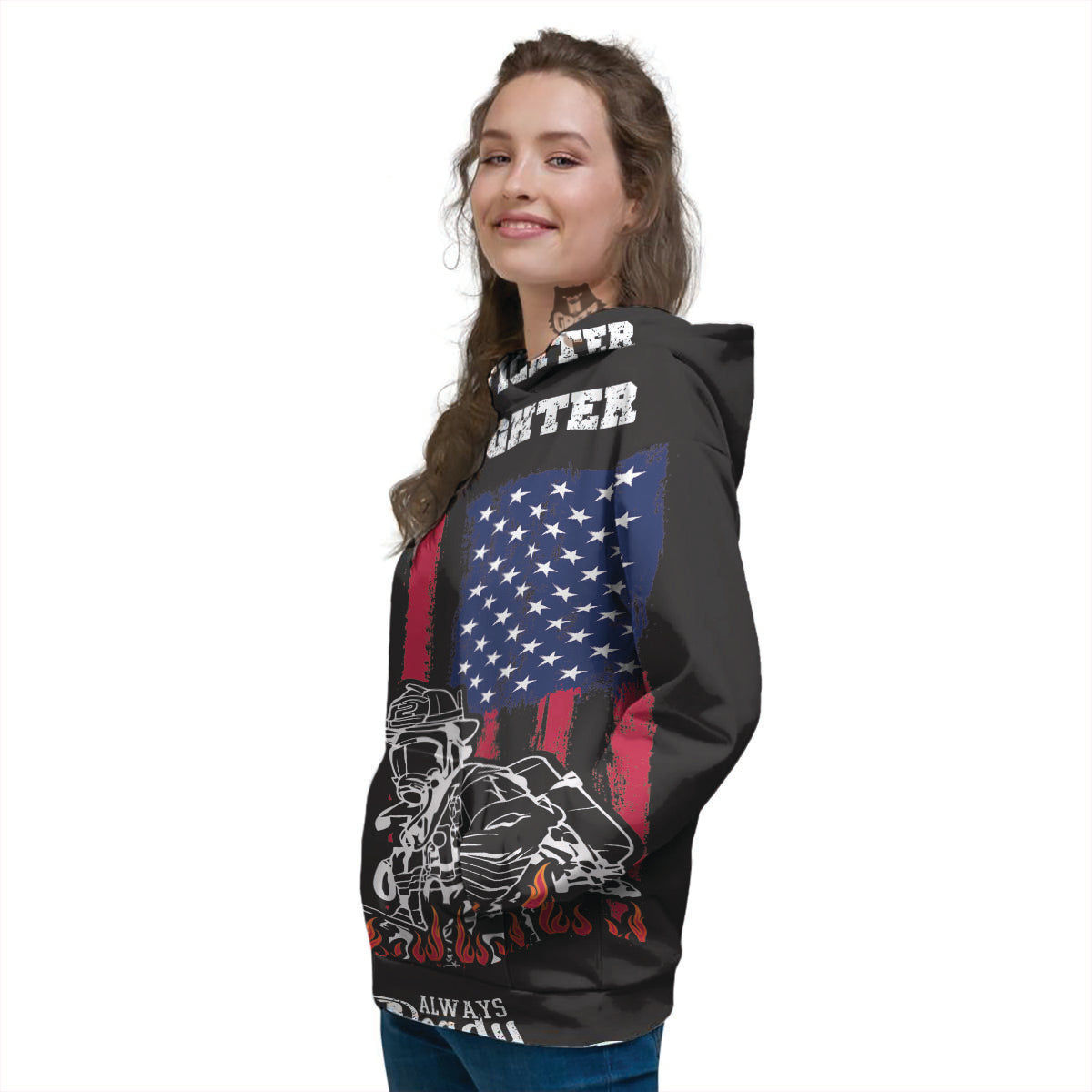 Firefighter Emblem American Print Women's Hoodie-grizzshop