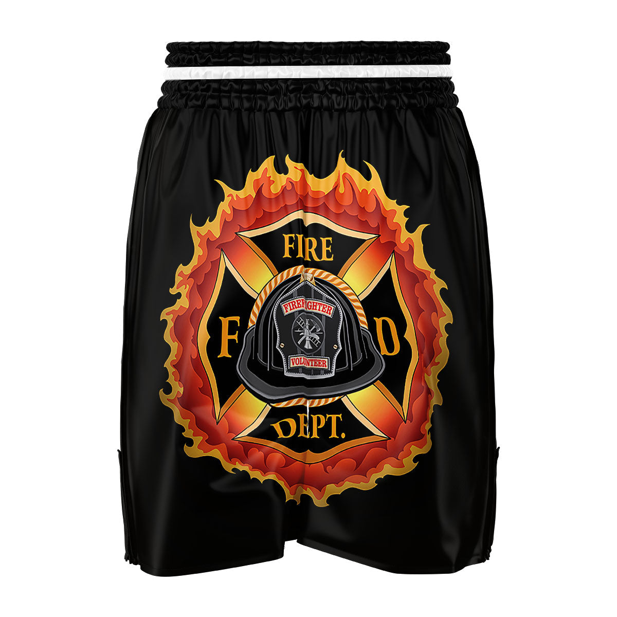Firefighter Emblem Flaming Print Boxing Shorts-grizzshop