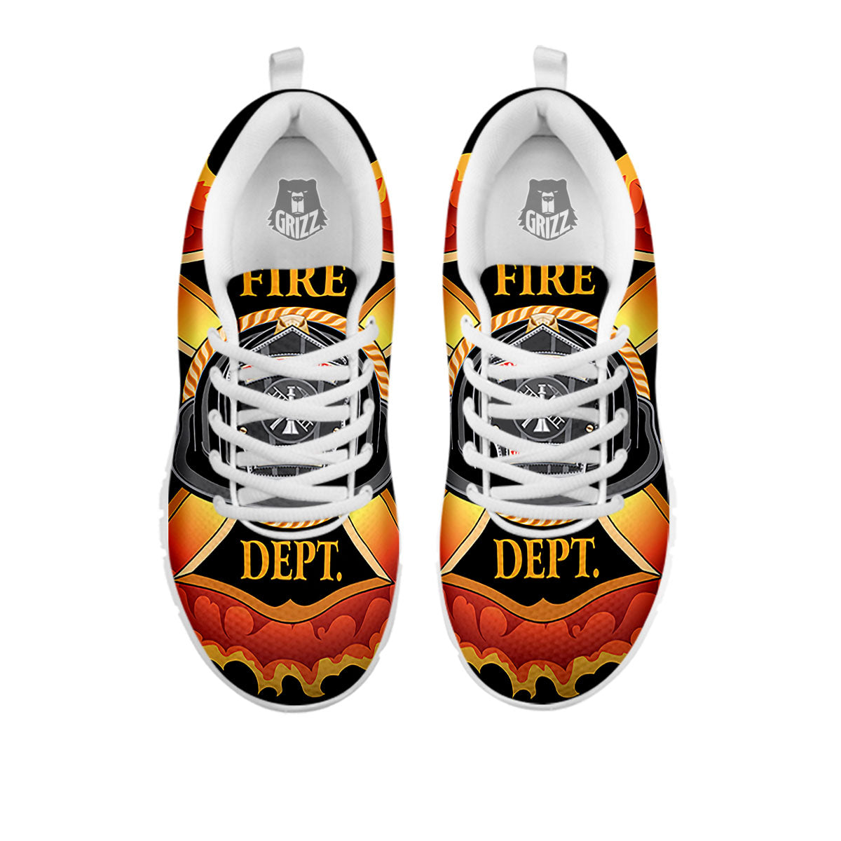 Firefighter Emblem Flaming Print White Sneaker-grizzshop