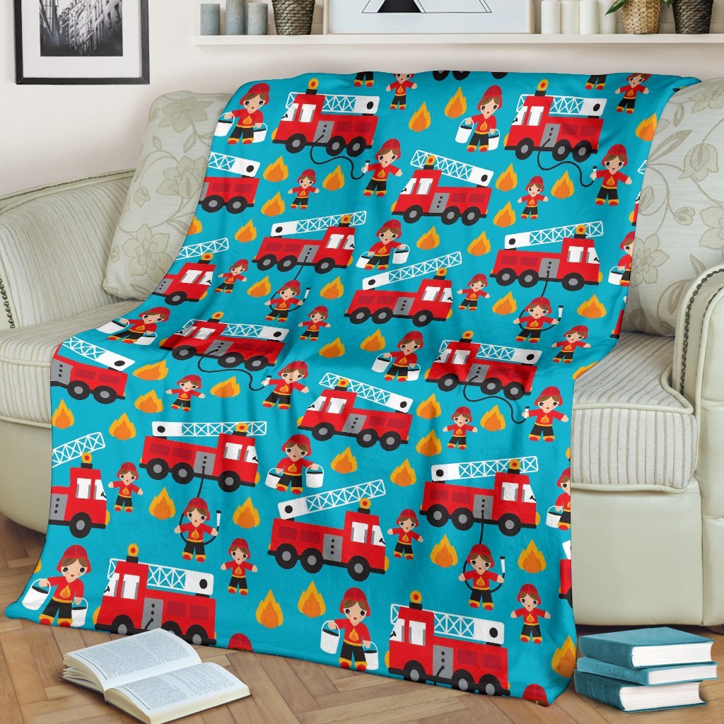 Firefighter Pattern Print Blanket-grizzshop