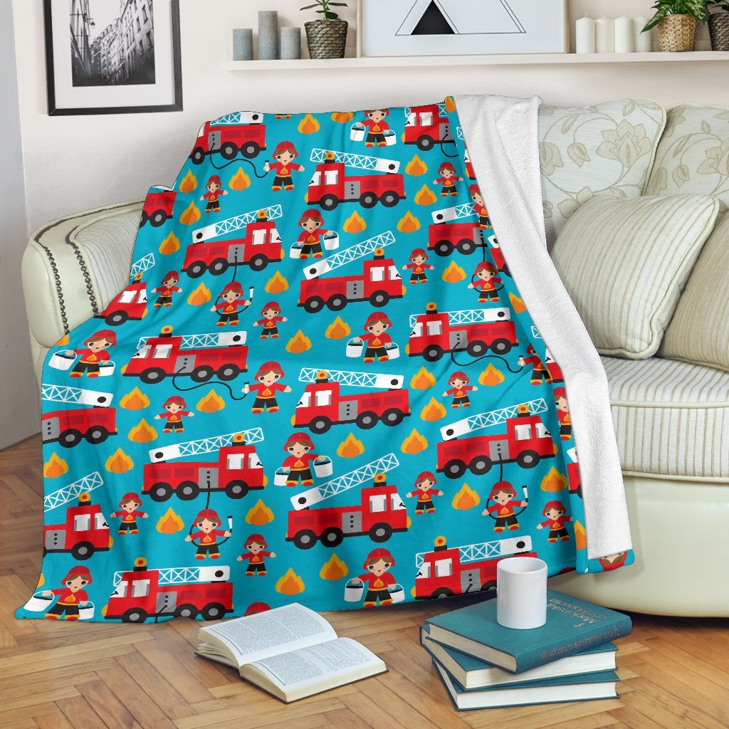 Firefighter Pattern Print Blanket-grizzshop