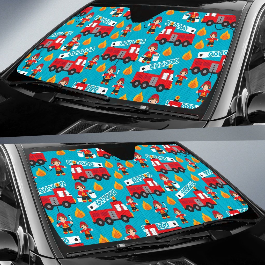 Firefighter Pattern Print Car Sun Shade-grizzshop