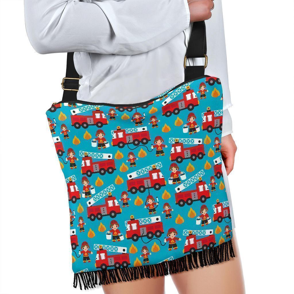 Firefighter Pattern Print Crossbody Bags-grizzshop