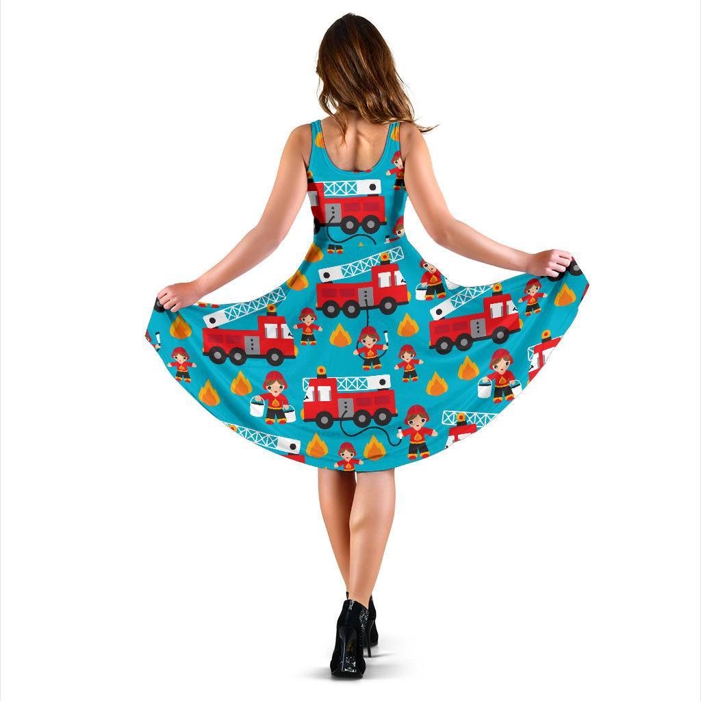 Firefighter Pattern Print Dress-grizzshop