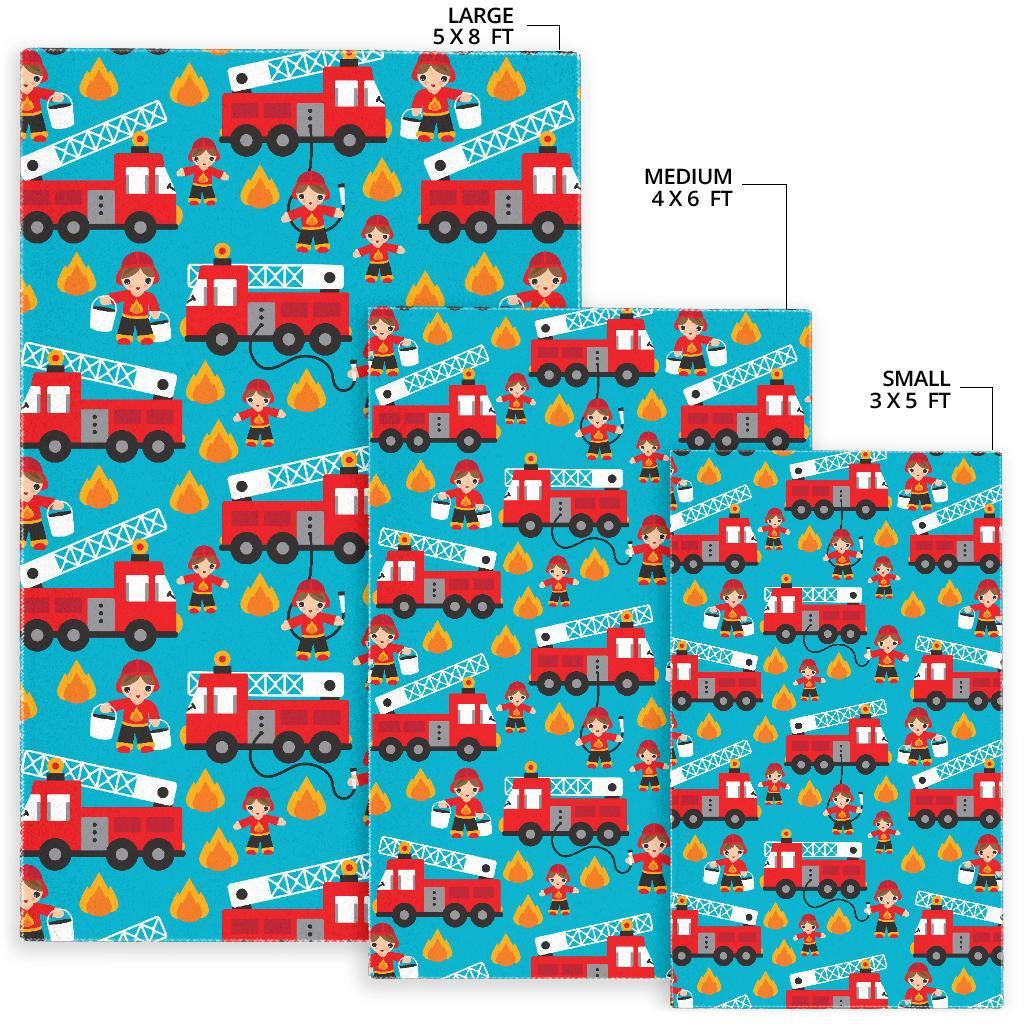 Firefighter Pattern Print Floor Mat-grizzshop