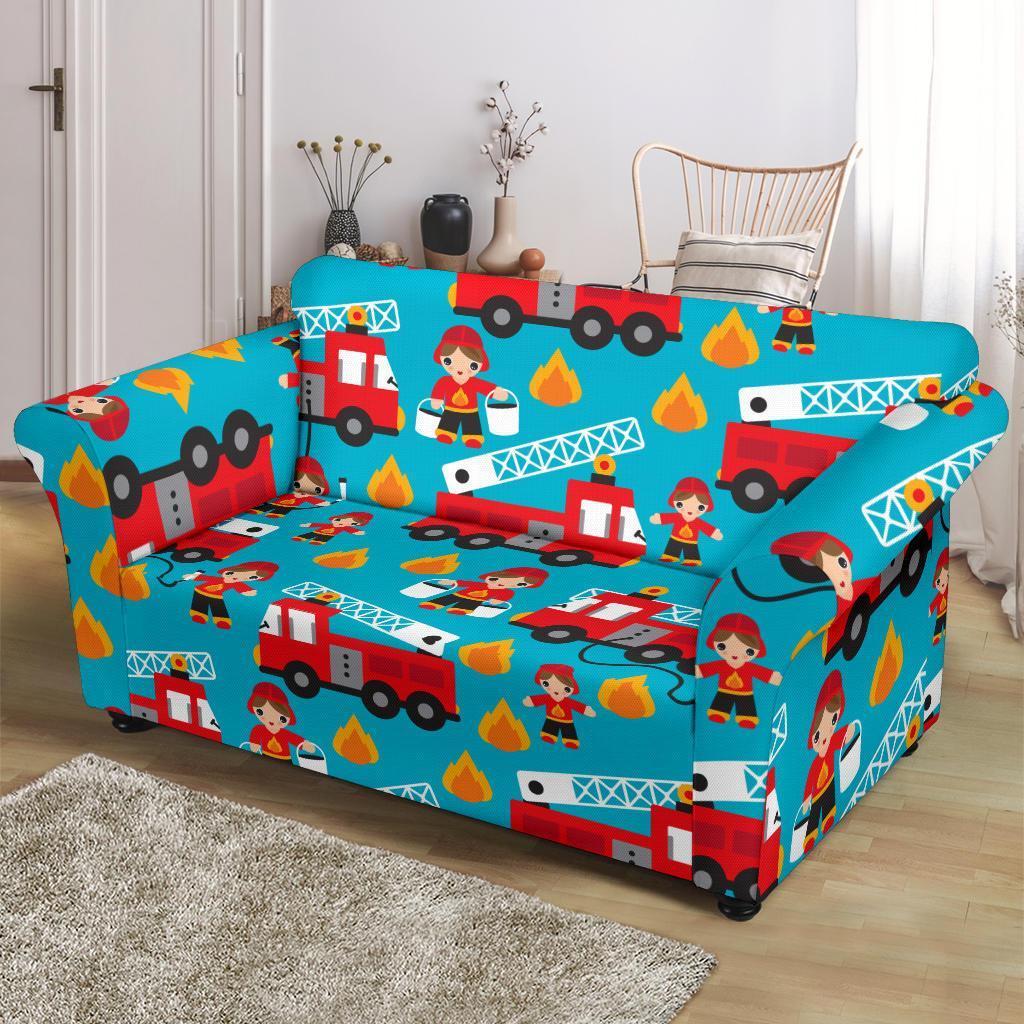 Firefighter Pattern Print Loveseat Cover-grizzshop