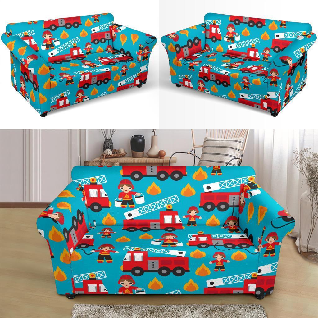 Firefighter Pattern Print Loveseat Cover-grizzshop