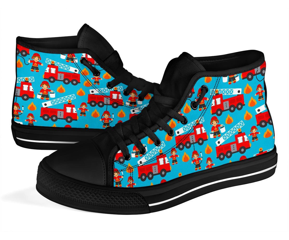 Firefighter Pattern Print Men Women's High Top Shoes-grizzshop