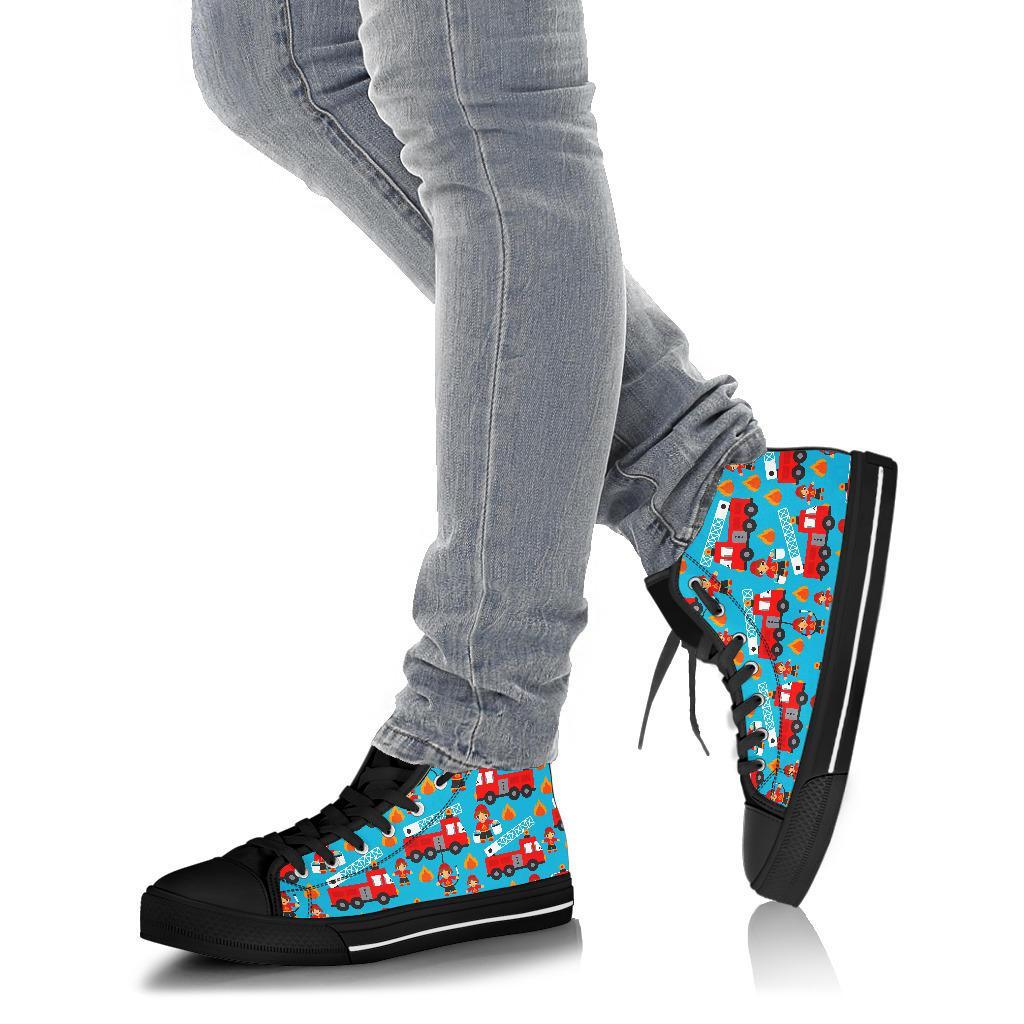 Firefighter Pattern Print Men Women's High Top Shoes-grizzshop