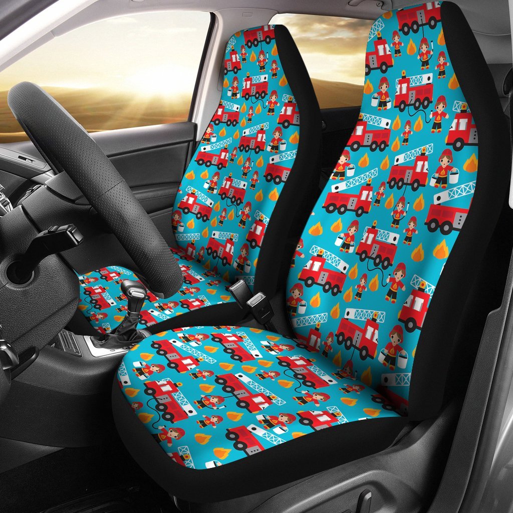 Firefighter Pattern Print Universal Fit Car Seat Cover-grizzshop