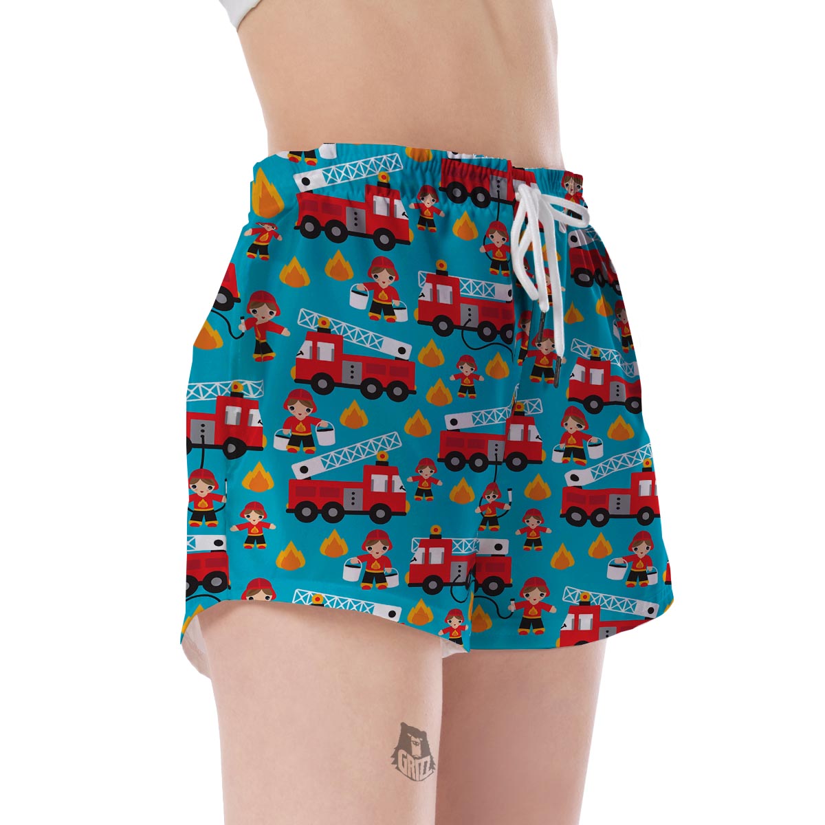 Firefighter Pattern Print Women's Shorts-grizzshop