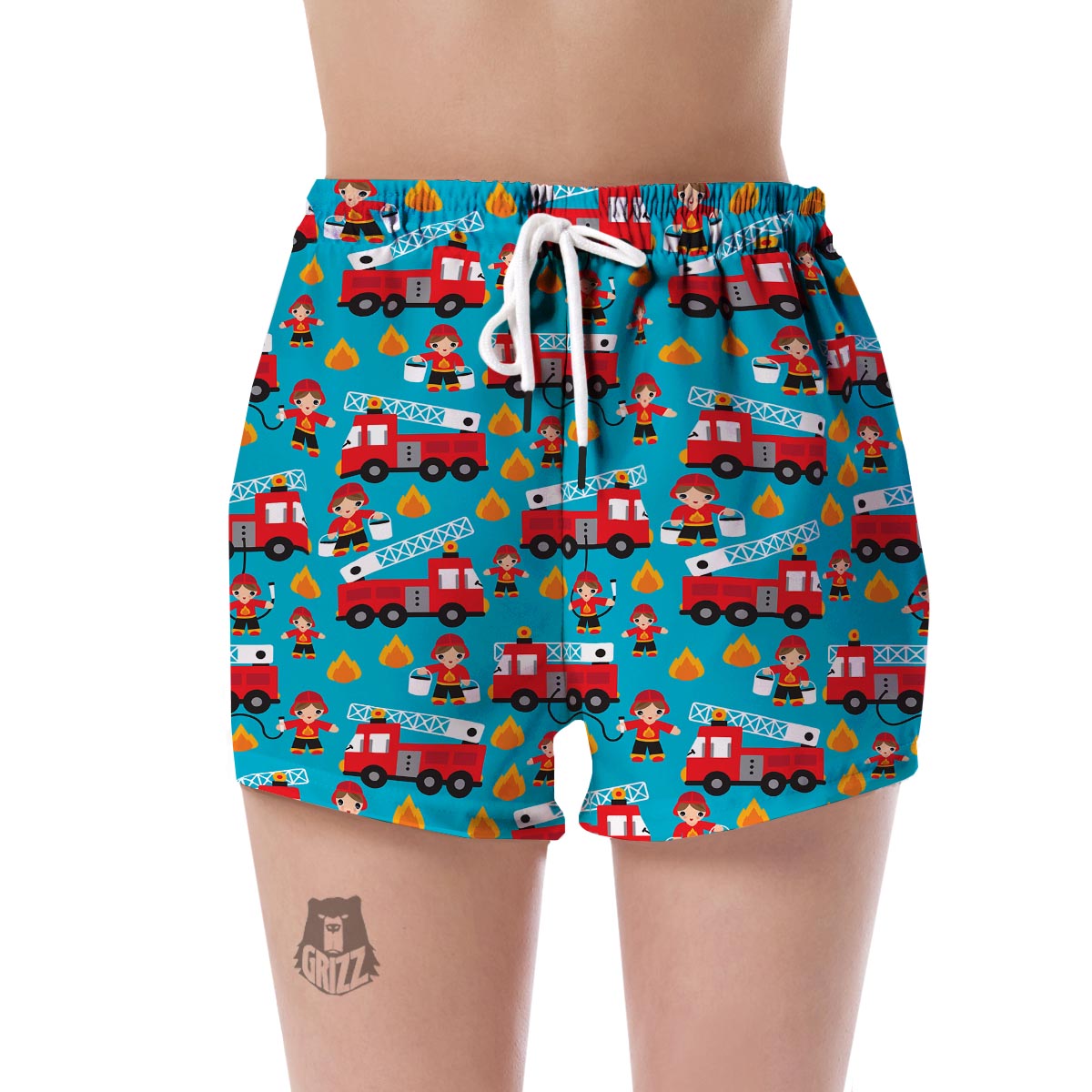 Firefighter Pattern Print Women's Shorts-grizzshop