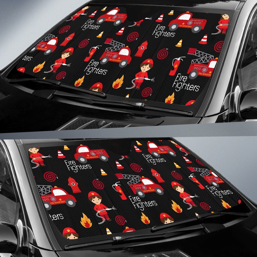 Firefighter Print Pattern Car Sun Shade-grizzshop