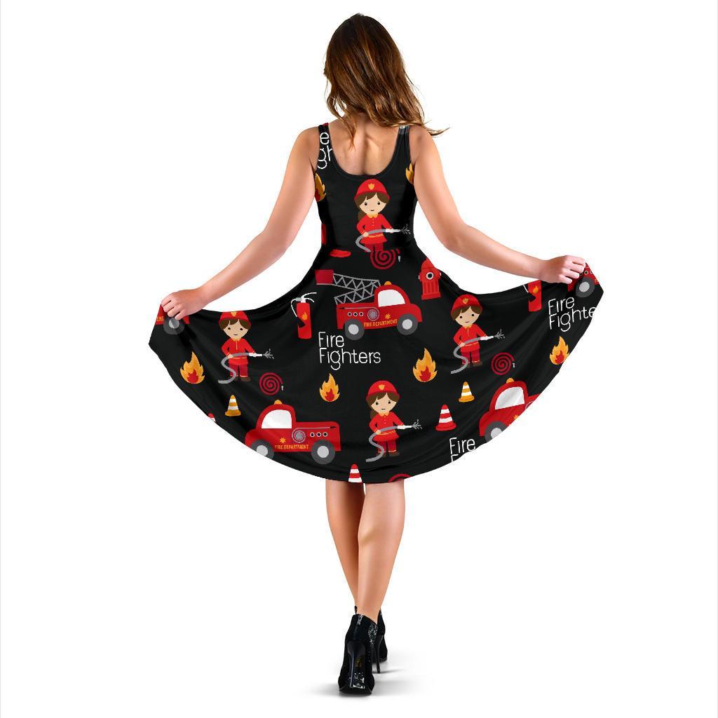 Firefighter Print Pattern Dress-grizzshop